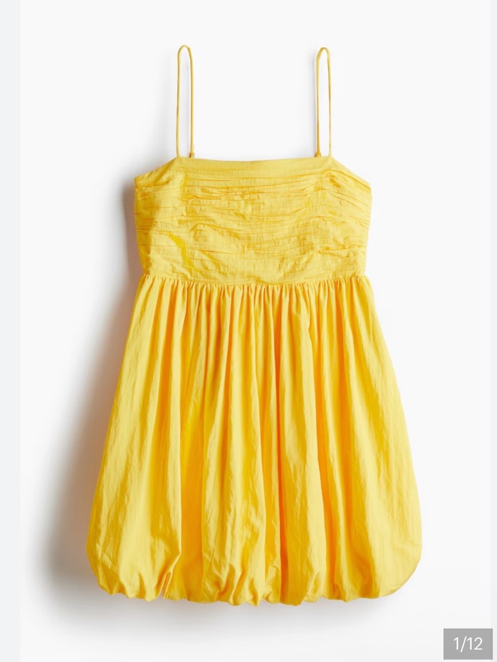 H&M Yellow Bubble-Hem Spaghetti Strap Dress